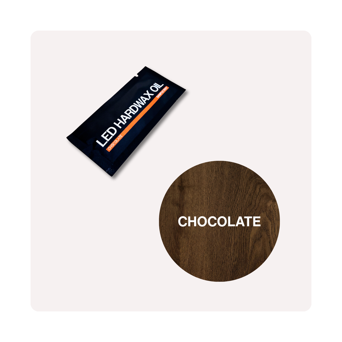Sample sachet of Oslek LED Hardwax Oil in Chocolate