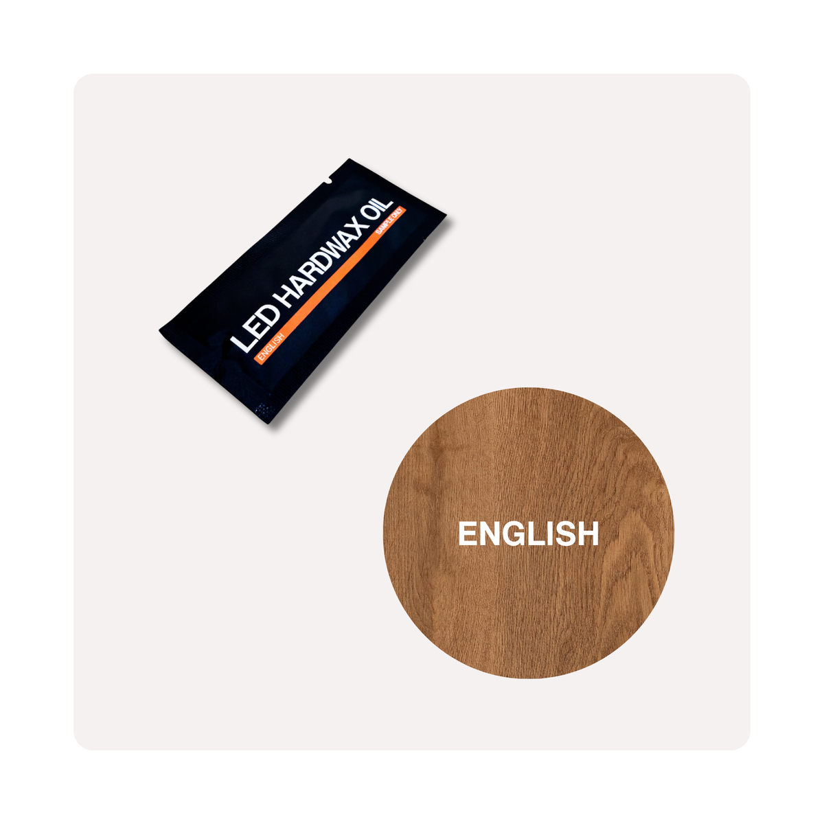 Sample sachet of Oslek LED Hardwax Oil in English