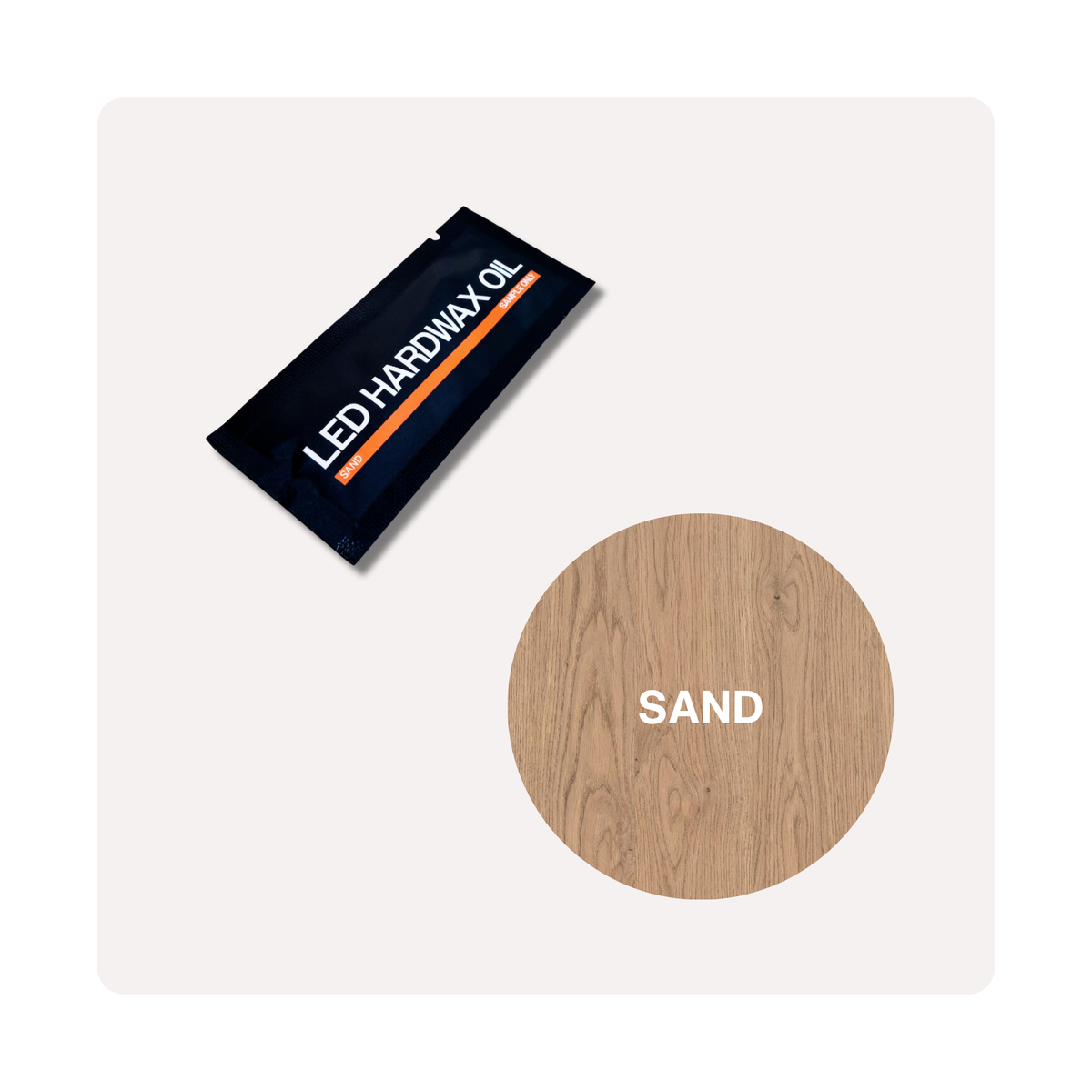 Sample sachet of Oslek LED Hardwax Oil in Sand