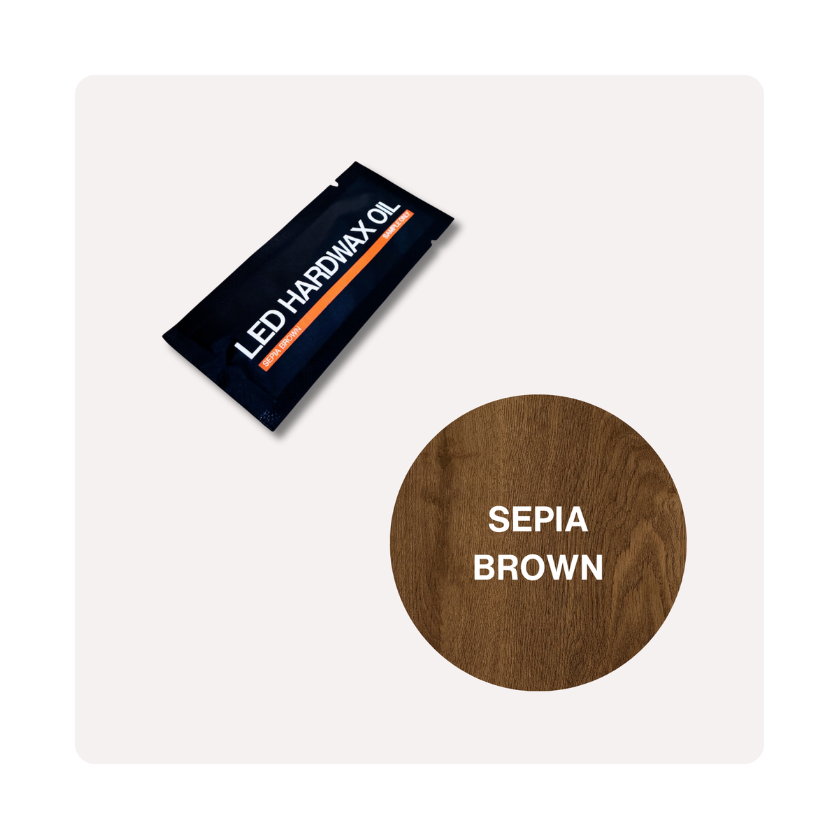 Sample sachet of Oslek LED Hardwax Oil in Sepia Brown