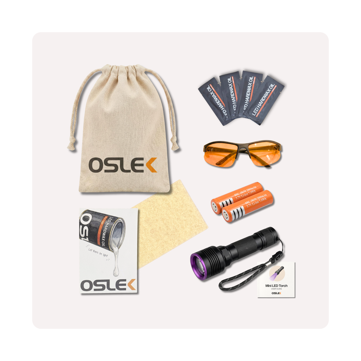 Oslek Sample Pouch with four sachets of LED Hardwax Oil