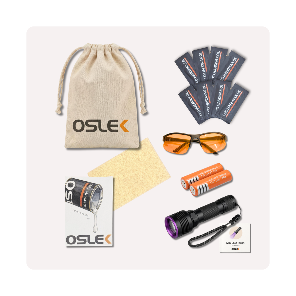 Oslek Deluxe Sample Pouch with coloured oil sachets